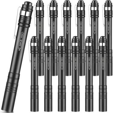 Imagem de Lanterna de bolso LED Penlight Tujoe, pacote com 12 unidades, com clip