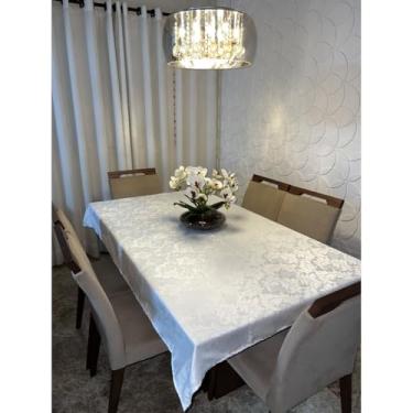 Imagem de Toalha de Mesa Jacquard Luxo 6 Lugares Retangular – Elegância e Sofisticação para Sua Mesa(Branca)