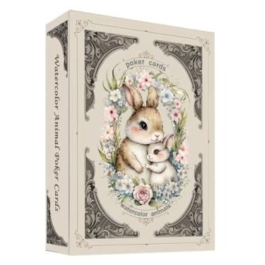 Imagem de strublfe Poker Cards, Retro Style Playing Cards, Watercolor Animal Illustration, Exquisite Illustrations, Double-Sided Anti Slip Pattern Design, Suitable for Family Card Board Games.