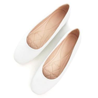 Imagem de Sapatos rasos SAILING LU brancos para mulheres, tamanho 8,5, confortáv