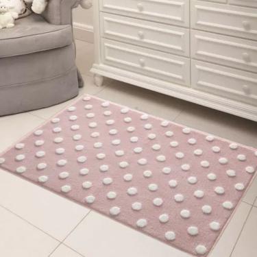 Imagem de Tapete Quarto de Bebê Infantil Mimo Poá 70x100cm - Jolitex - Rosa..