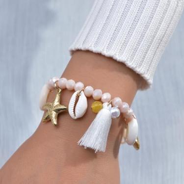 Imagem de Pulseira feminina estrela do mar com contas de verão, joias de praia, roupas de verão, acessórios de verão, presentes para mulheres, joias