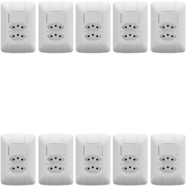 Imagem de 20 Conjunto Interruptor Simples 6A + 2 Tomadas 2P+T 10A Aria - TRAMONT