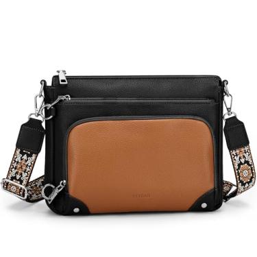 Imagem de SYTRAH Bolsa tiracolo feminina antirroubo com carteira integrada e bloqueio RFID para viagem e treino, Preto, castanho, Bolsa tiracolo feminina estilosa