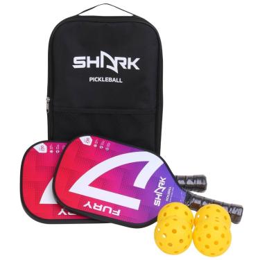 Imagem de Kit 2 Raquetes Fury e 4 Bolas de Pickelball Shark-Unissex
