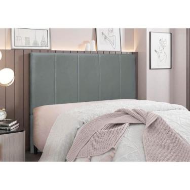 Imagem de Cabeceira Cama Box King 195 cm Arizona Veludo Cinza S04 - D'Rossi - DR