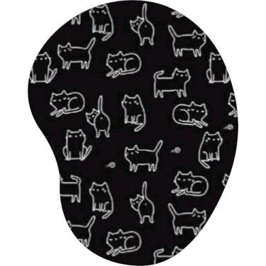 Imagem de Mouse Pad Ergonômico Gota Arte Estampa de Silhuetas de Gatos Contorno Branco