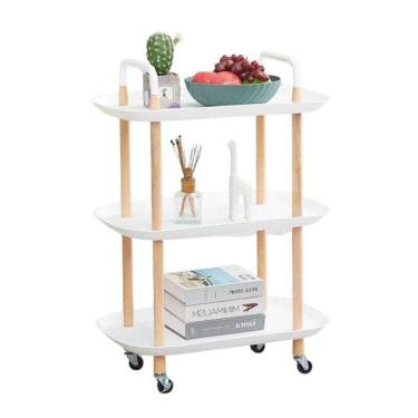 Imagem de Carrinho Organizador Branco Vertical Multiuso 3 Prateleiras