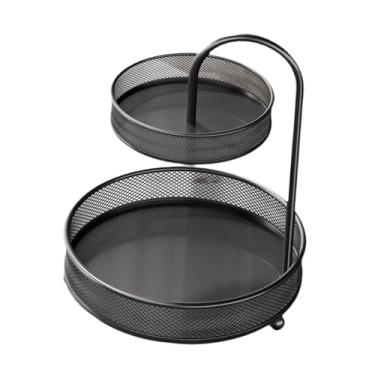 Imagem de Generic Suporte para Frutas e Legumes em Ferro com 2 Níveis, Ideal para Sala de Estar, Pão e Cozinha, Preto