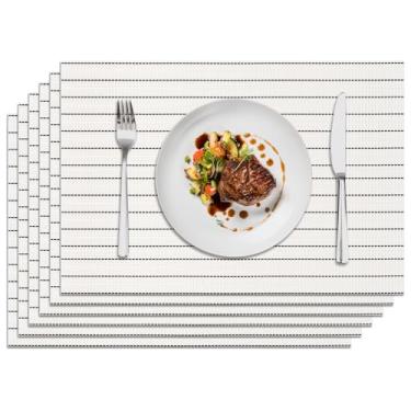 Imagem de Privalace Jogo americano de mesa de jantar, conjunto de 6 tapetes de mesa laváveis antiderrapantes resistentes ao calor, tapetes de PVC duráveis para festas de jantar ao ar livre.