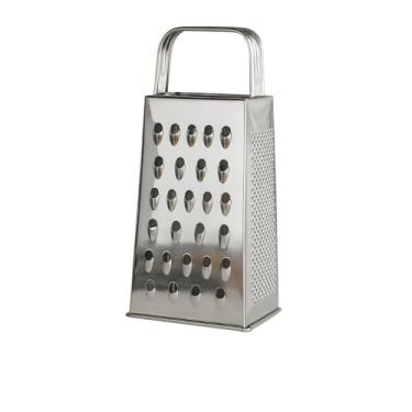 Imagem de Genérico Ralador Manual de 4 Faces em Aço Inox, 25x25x5cm, Retangular, Multiuso, Lavável na Lava-Louças, com Fatiador Principal
