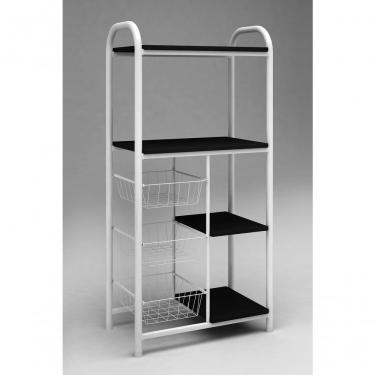 Imagem de Fruteira Tubular 3 Cestos 4 Tampos Mega ? Gol Decor Tampo Preto-base Branco