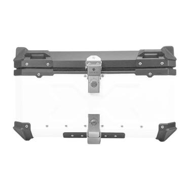 Imagem de Baú Moto Traseiro 60 Litros 2 Capacetes Aluminio Preto/branco Tronos