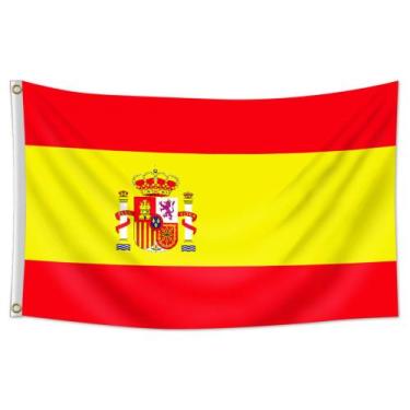 Imagem de Bandeira da Espanha Nacional 150x90cm de poliéster com brasão - yiweis