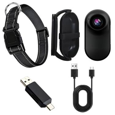 Imagem de Câmera de coleira de cachorro com suporte de 360°, câmera de ação HD, ajuste ajustável, cabo USB e OTG para uso externo e interno