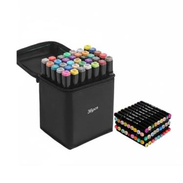 Imagem de Professional Marcadores Artísticos, 24/36/48/60/80/100/120 Cores, Base de Álcool, Ponta Dupla para Desenho e Ilustração, com Bolsa de Armazenamento (36)