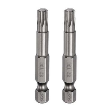 Imagem de HARFINGTON 2 peças de chave de fenda Torx T30, haste sextavada de 6 pontas, ponta magnética sem furo, à prova de adulteração, chave de fenda estrela de 6 pontas, chaves de fenda industriais de aço S2