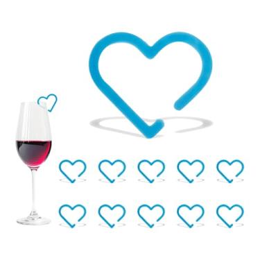 Imagem de 10 marcadores de bebida, etiquetas de bebida acrílicas com tema de laço, lembrancinhas de festa, aniversário, casamento, coquetéis, acessórios de festa (coração azul)