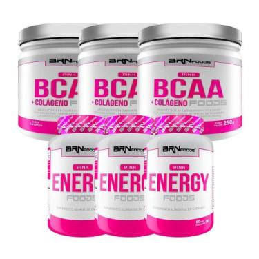 Imagem de Kit - 3X Pink Bcaa Com Colágeno 250G+ 3X Pink Energy 60 - Brn Foods