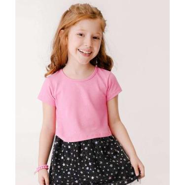 Imagem de Blusa Infantil Cropped Glitter Manga Curta Tam 4 a 10-62077 - Aquarela
