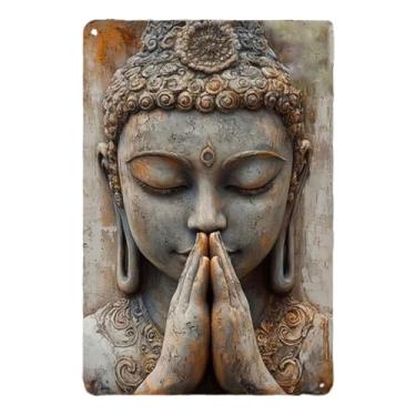 Imagem de KiBcsLic Placa de parede Buda Ornamental 2D Plana, Presente Versátil em Metal, Acessório Decorativo para Armário, Casa, Café, Interior de Cafeteria