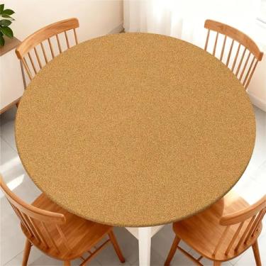 Imagem de COTAIL Toalha de mesa redonda com capa de mesa elástica à prova d'água para mesa redonda de até 94 a 112 cm, capa circular à prova de óleo para cozinha, jantar, acampamento, piquenique, festa, férias