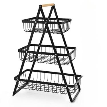 Imagem de Cesta De Frutas Para Mesa - Cesta Para Armazenamento De Frutas E Legumes Na Cozinha(Fruteira-3 Andares //33x47cm)