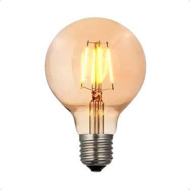 Imagem de Lâmpada Filamento LED G80 Globo Retrô 4W - Luz Quente Âmbar (2200K) Bivolt E27 - Estilo Thomas Edison Vintage para Lustre e Pendente
