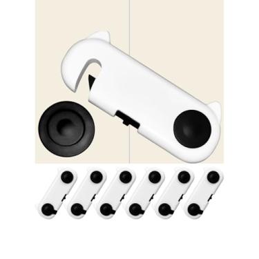 Imagem de Fechaduras de segurança para armário pacote com 6 travas de segurança para crianças com adesivo forte para gavetas, armários, despensa e portas (preto)