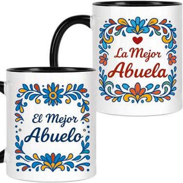 Imagem de Breezy Valley Conjunto de canecas El Mejor Abuelo y La Mejor Abuela – Melhores canecas de café espanholas para avô e avó – presentes para avós hispânicos, aniversário, Natal