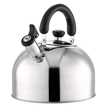 Imagem de YYBOES Chaleira de assobio, fogão, chaleira de assobio, chaleira de grande capacidade, chaleira doméstica de aço inoxidável 304, adequada para acampamento familiar, chaleira para fogão a gás