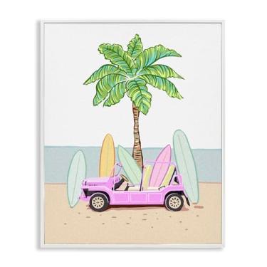 Imagem de Stupell Industries Prancha de surf carro branco emoldurado arte giclée, design por Ziwei Li, 20 x 16