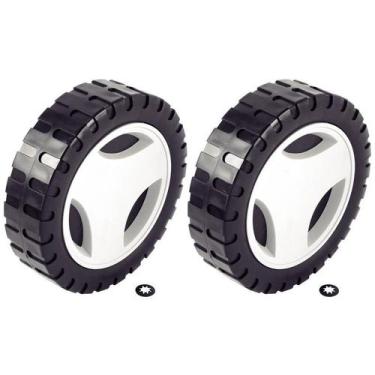 Imagem de Par de Rodas Plásticas Grandes e Calotas Para Cortador de Grama Tramon