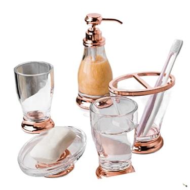 Imagem de Conjunto de cinco peças de banheiro caixa de palito kit de suporte de escova de dentes de casal dispensador de sabão caixa de cotonete de algodão caixas de lenços