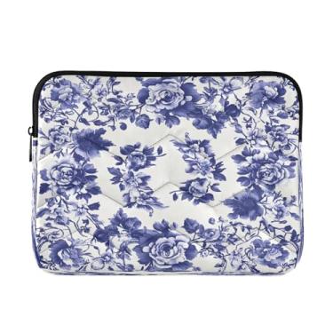 Imagem de STAYTOP Bolsa para laptop azul retrô macia e resistente a impactos, bolsa protetora para notebook de 13 a 14 polegadas