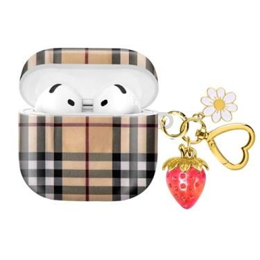 Imagem de Compatível com AirPod 4,2024, a capa de fone de ouvido sem fio de proteção total à prova de choque vem com um lindo e lindo pingente de chaveiro de morango, adequado para mulheres (morangos vermelhos
