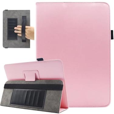 Imagem de Capa universal para tablet de 7 e 8 polegadas, capa protetora Viclowlpfe para Android de 7,0 a 8,5 polegadas com alça de mão e compartimentos para cartões, rosa