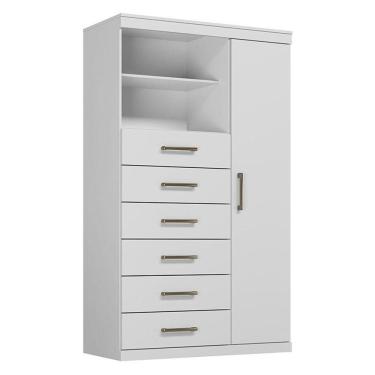 Imagem de Comoda 1 Porta 6 Gavetas Marabá Branco Brilho - Santos Andirá