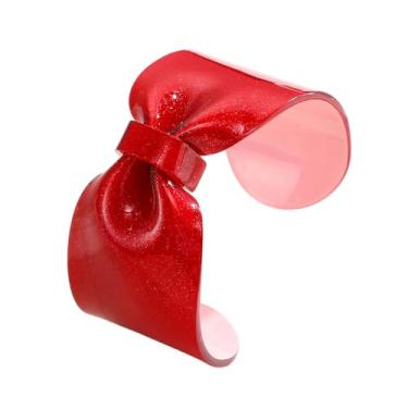 Imagem de KIFEDSLJ Pulseira de resina com laço aberto e laço colorido acrílico placa acetato pulseira pulseira para mulheres joias, elastic, Acrílico, Sem pedra