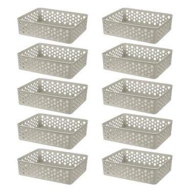 Imagem de Kit Conjunto 10 Cestos Médio 24,2x19 Eficiente Organizador Decorativo 