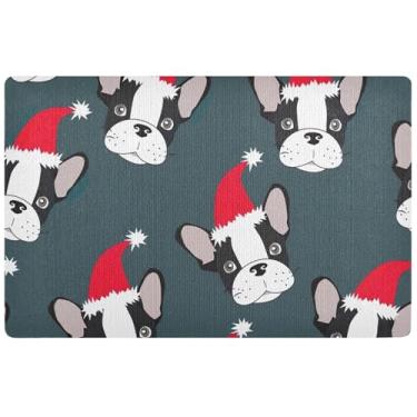Imagem de TSENQUE Tapete de porta divertido personalizado para cães Pug de Natal divertidos, tapetes de entrada, tapete de entrada interna, entrada externa, 81 cm x 50 cm