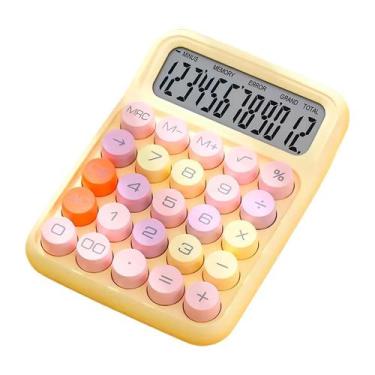 Imagem de Calculadora De Mesa Simples Kawaii Candy 12 Dígitos- Amarelo - Klizz