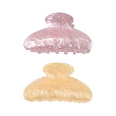 Imagem de 2 peças de grampos de cabelo de acrílico presilhas de cabelo de mármore médio antiderrapantes prendedores de mandíbula bonitos suportes de rabo de cavalo grampos de cabelo para mulheres meninas rosa e