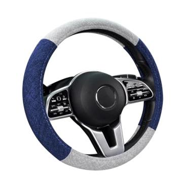 Imagem de Hovom Capa de volante de carro, macia, confortável, antiderrapante, respirável, algodão, linho, redondo, protetor de volante, serve para 38 cm, acessórios interiores universais elegantes para carros