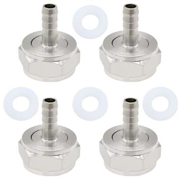 Imagem de JoyTube Conector de farpa acoplador de barril, farpa de 5/40.6 cm x rosca G5/8 aço inoxidável 304 Beer Kegerator Sankey acopladores porca sextavada linha de cerveja encaixe de bico com arruela de