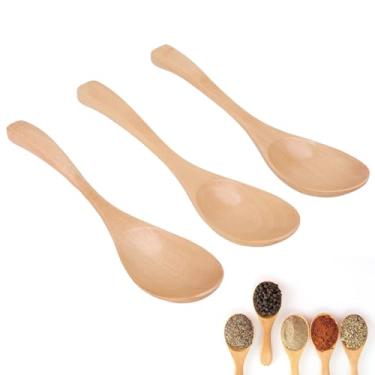 Imagem de Colher de Madeira, 6 Peças, Conjunto de Conchas de Sopa, Talheres Feitos à Mão, de Madeira Natural, para Comer, Mexer, Sopa - Cyrank