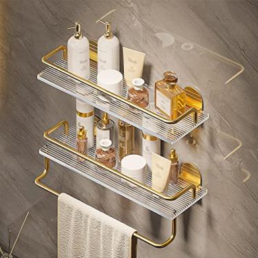 Imagem de Prateleiras de chuveiro, prateleira de banheiro de acrílico, mesa de armazenamento para pia de banheiro, suporte de parede engrossado, organizador de prateleira, suporte de chuveiro