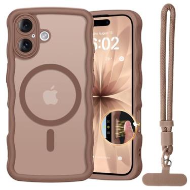 Imagem de BENTOBEN Capa magnética para iPhone 17, linda moldura ondulada encaracolada [compatível com Magsafe] [proteção total da câmera] Capa protetora fina fosca à prova de choque para mulheres, meninas