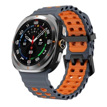 Imagem de FUKUZL Faixa marinha para samsung galaxy watch ultra cinta 47mm acessórios esporte silicone correa pulseira para galaxy watch7 ultra 47mm cinta(Space Gray-Orange)