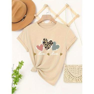 Imagem de Camiseta Feminina T-shirt Love Coração 100% Algodão Premium - ALPHA WE